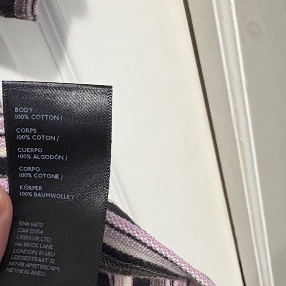 BDG Striped Short-Sleeve Crewneck Shirt in Lavender, Grey, and Black - Picture 8 of 8